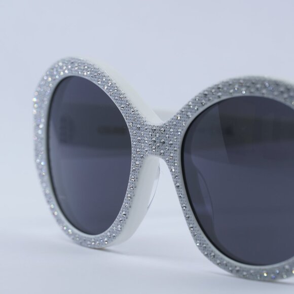 Celine CL4240IS 25A Sunglasses Shiny Ivory with Silver Studs Embellishment Frame - Picture 9 of 12